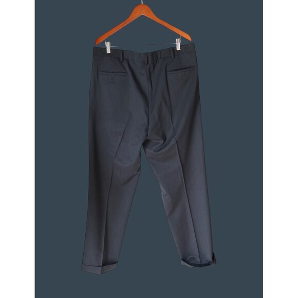 Dockers Mens Pinstriped Wool Blend Dress Pants W38 L32 Black - Picture 2 of 6